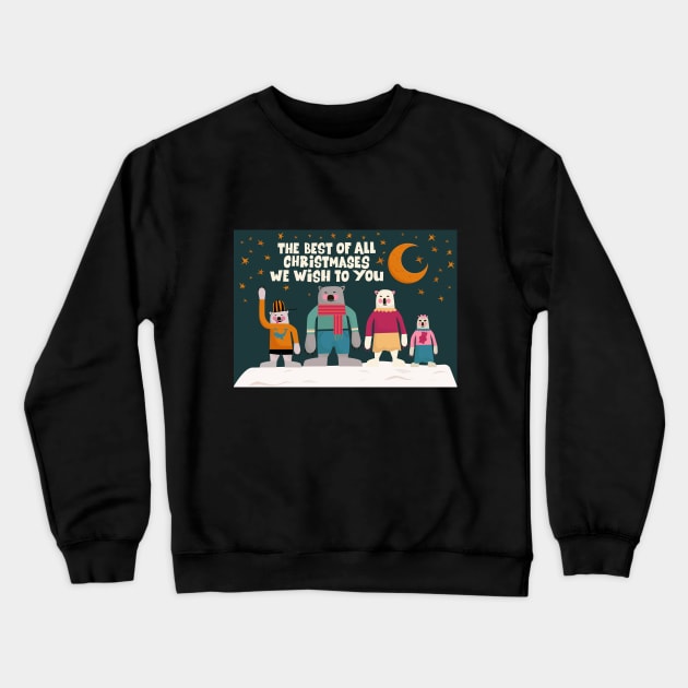 Merry Christmas Postcards - Beautiful Christmas designs - cute Polar bear family Crewneck Sweatshirt by Boogosh